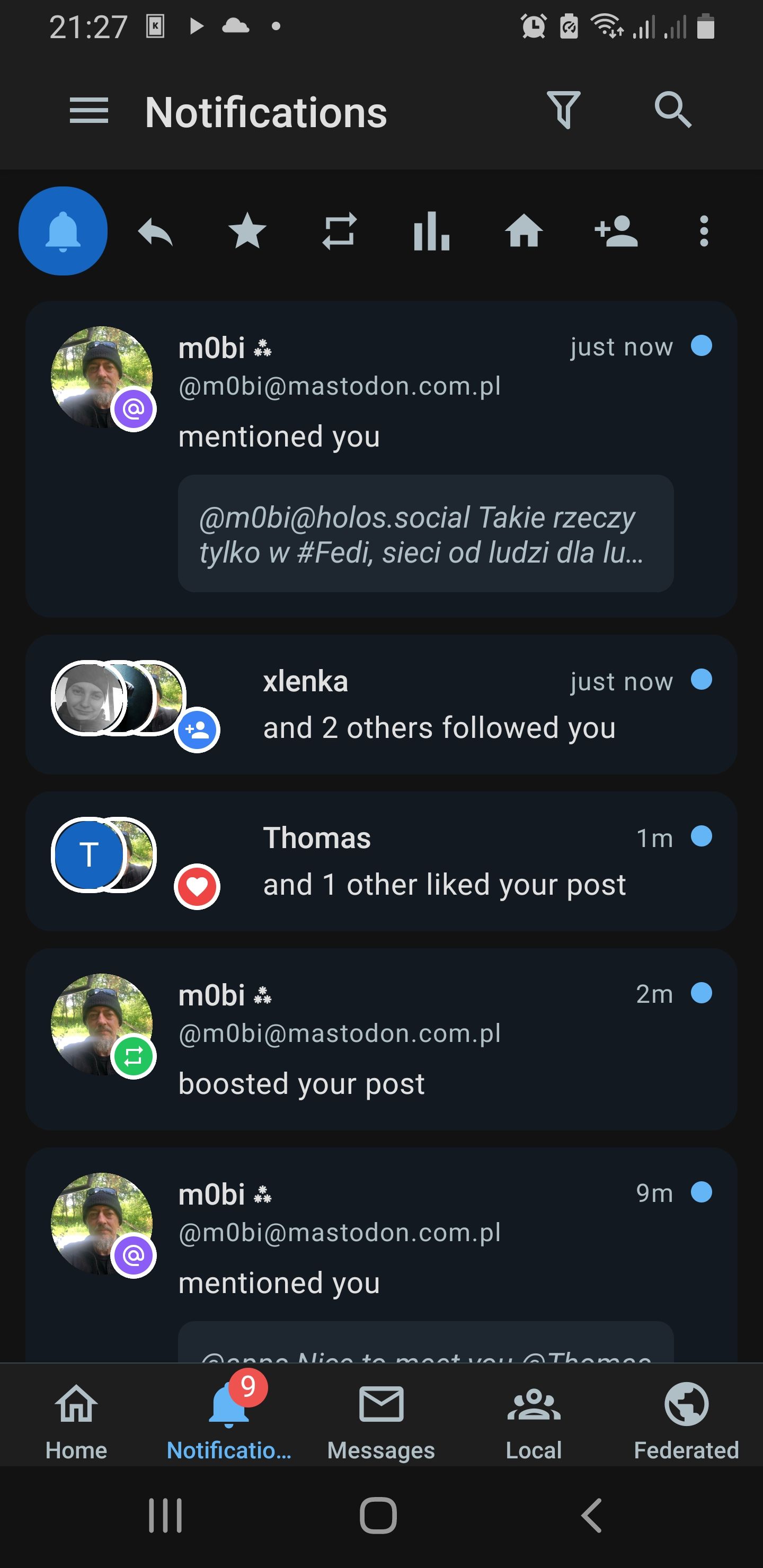 Ekran powiadomień apki Android